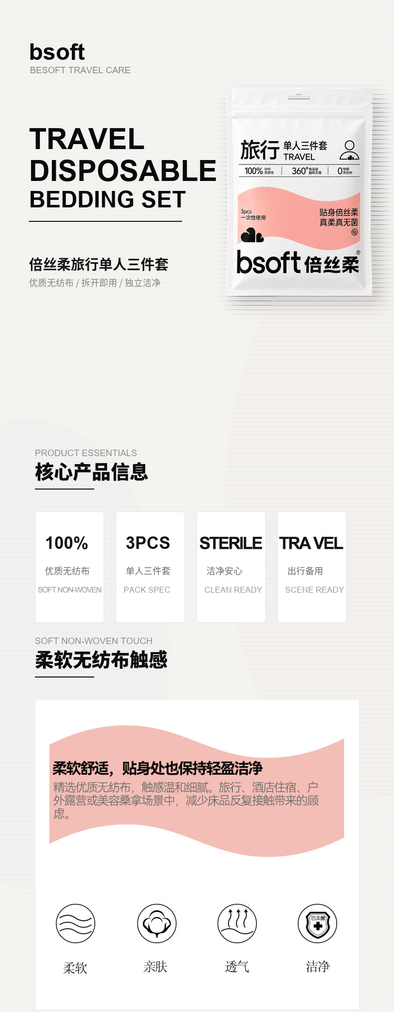 一次性床上用品三件套产品详情