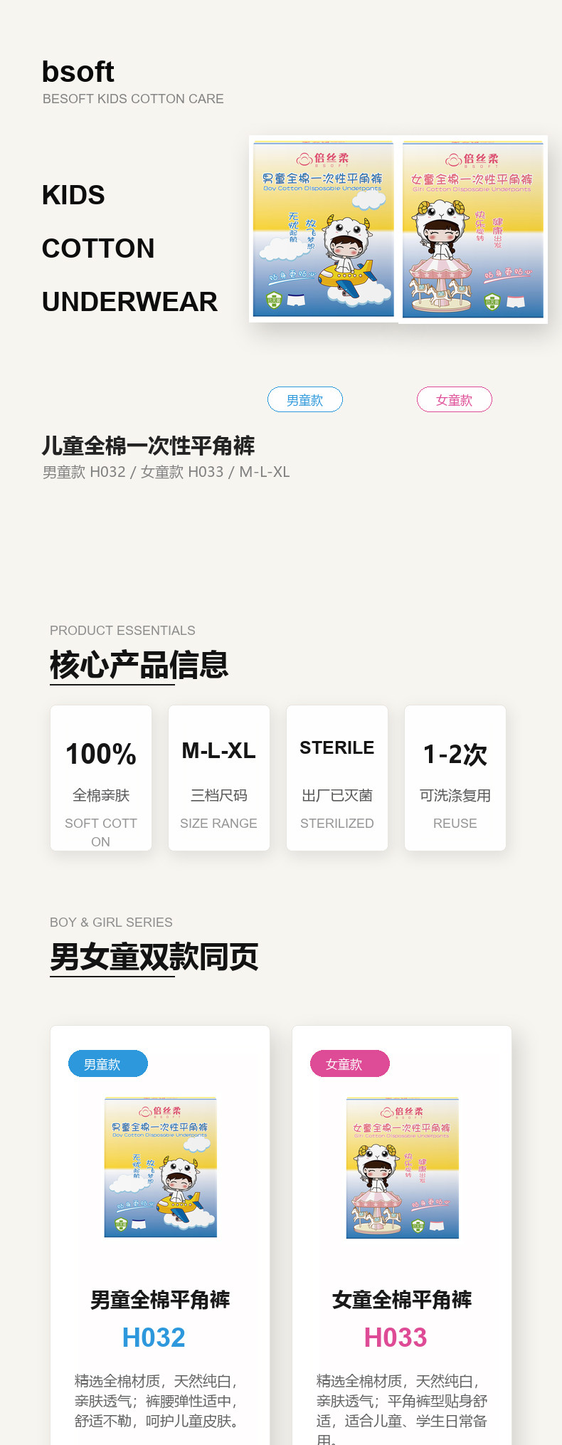 儿童纯棉平角一次性内裤产品详情