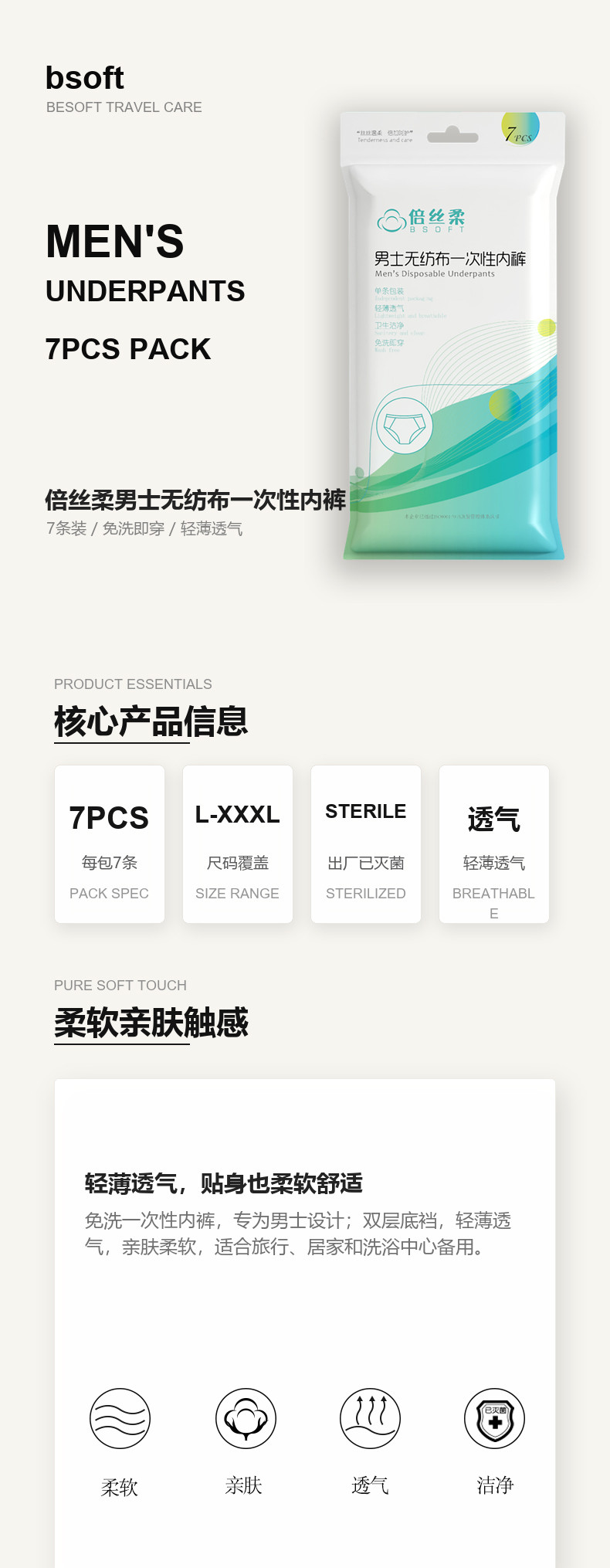 男士无纺布一次性内裤产品详情