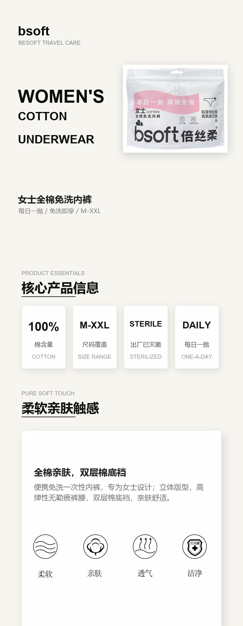 一次性无菌女士纯棉内裤产品详情